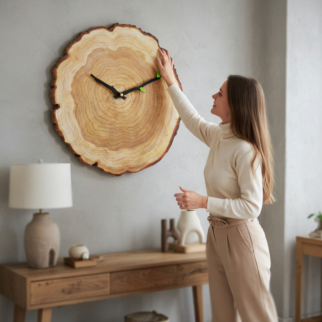 Vintage Wooden Wall Clock with Rustic Design